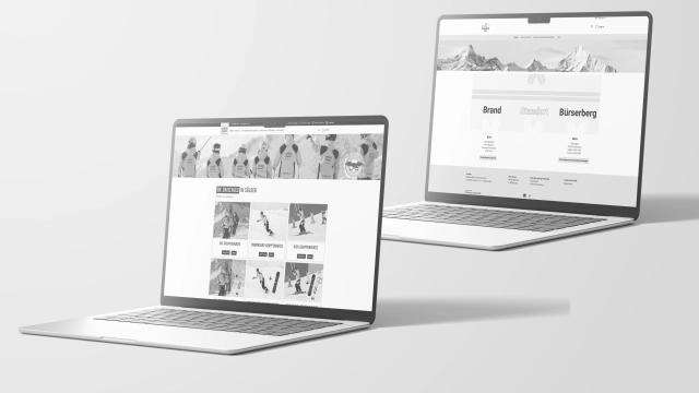 Shopware 6 Onlineshops Skischulen auf MacBook_s/w