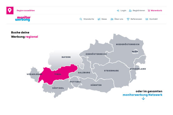 Ansicht Buchungsplattform monitorwerbung